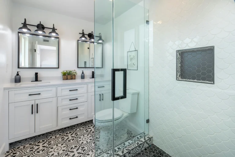 Stylish bathroom featuring a glass shower and elegant fixtures in Shelby