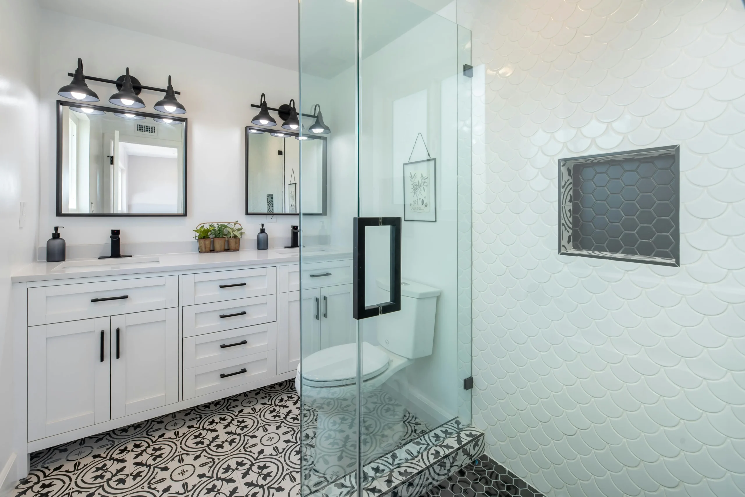 Stylish bathroom featuring a glass shower and elegant fixtures in Shelby.