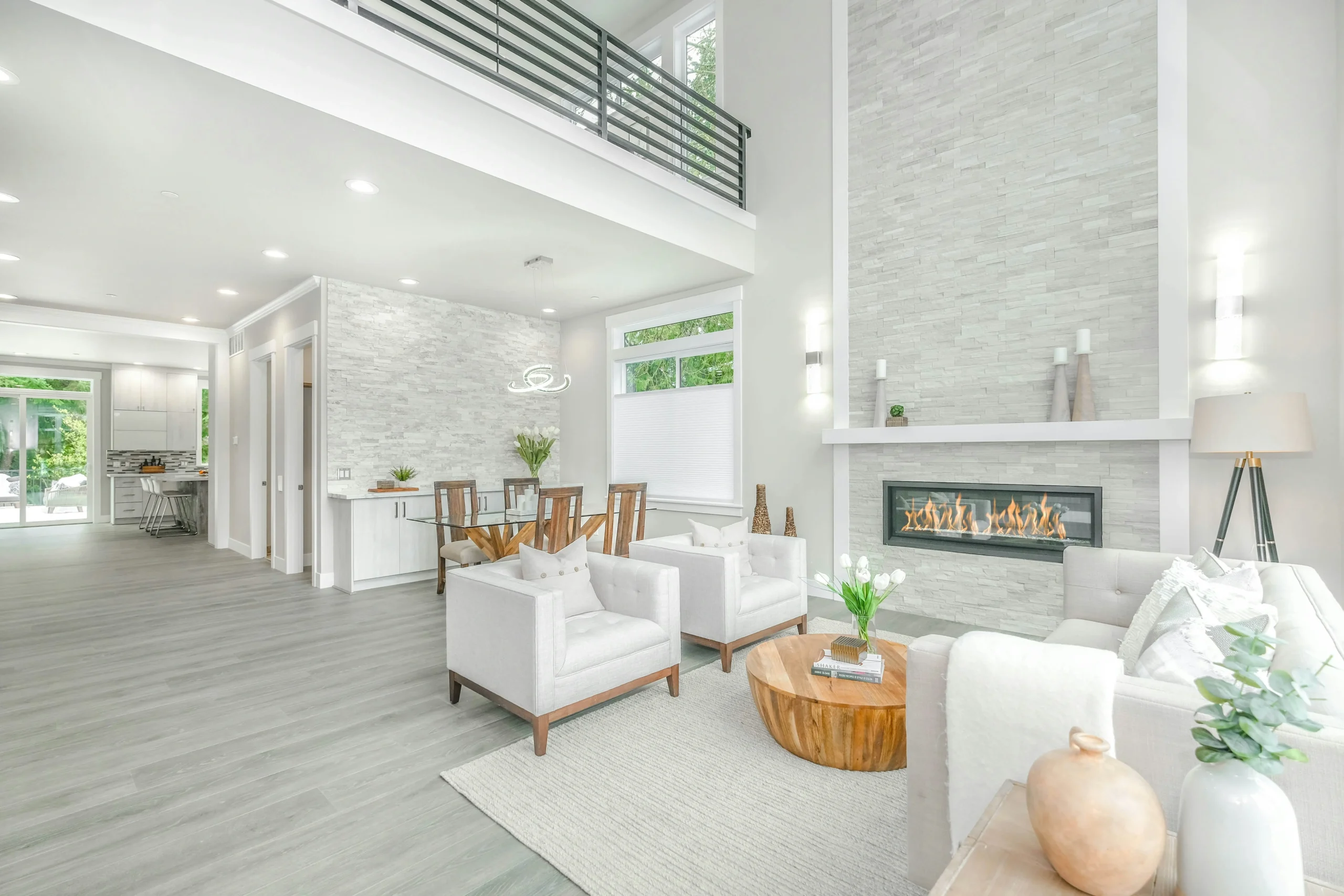 Modern and airy living room with high ceilings in Richmond