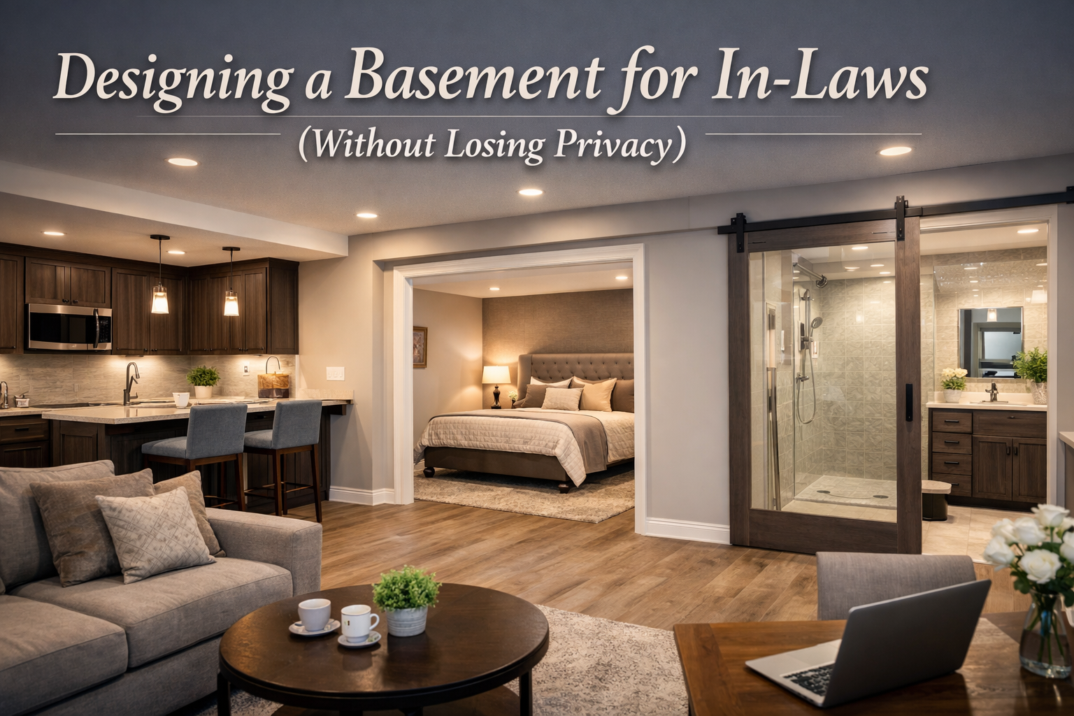 Luxury basement renovation for in-law suite in Macomb and Oakland County