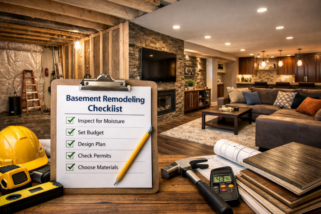 basement remodeling checklist Michigan Macomb Oakland County renovation guide