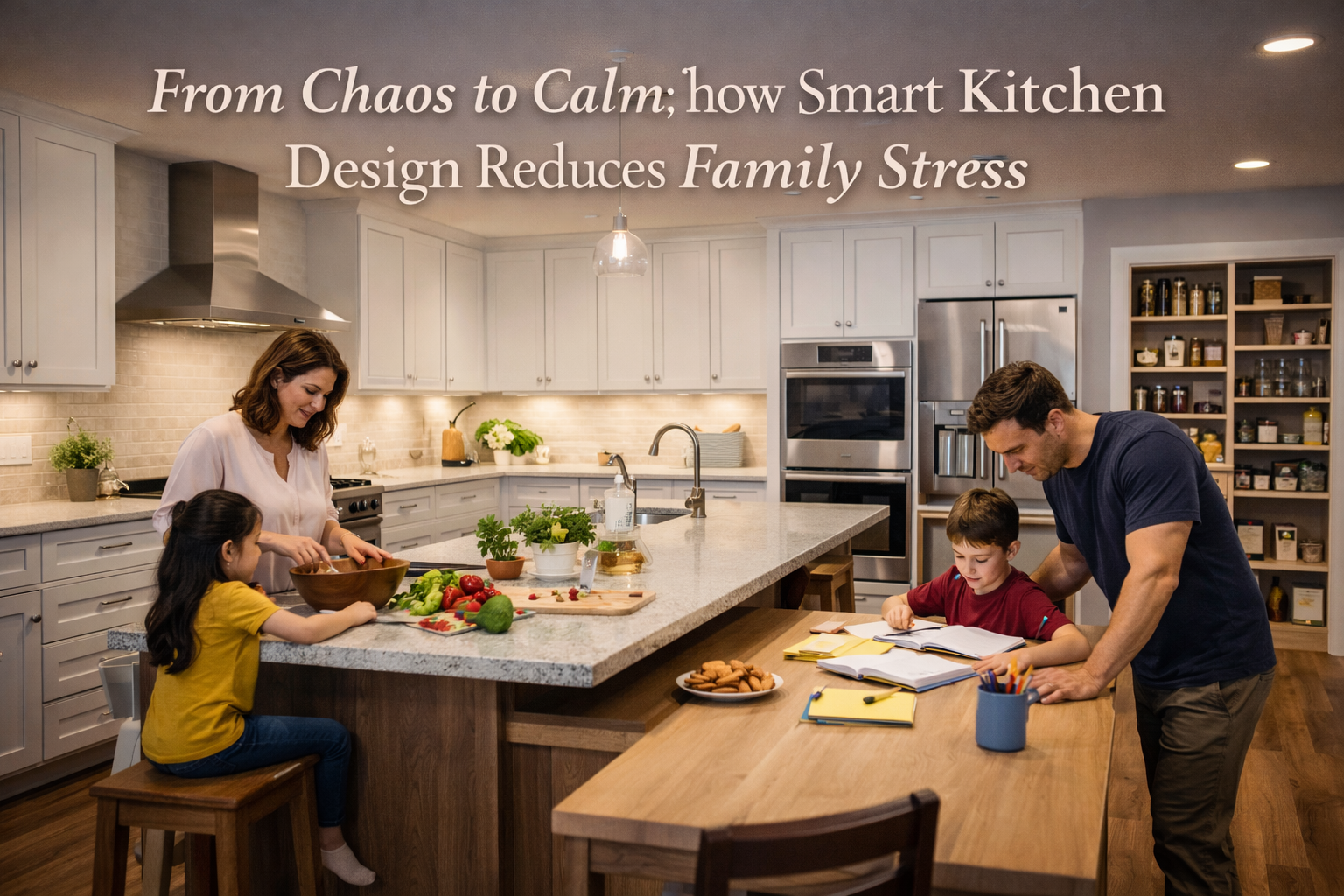 Kitchen remodeling design reducing family stress in Macomb and Oakland County Michigan