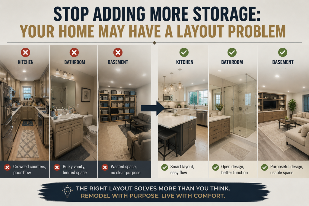 Home layout remodeling comparison by Remodeling Warriors in Oakland and Macomb County.